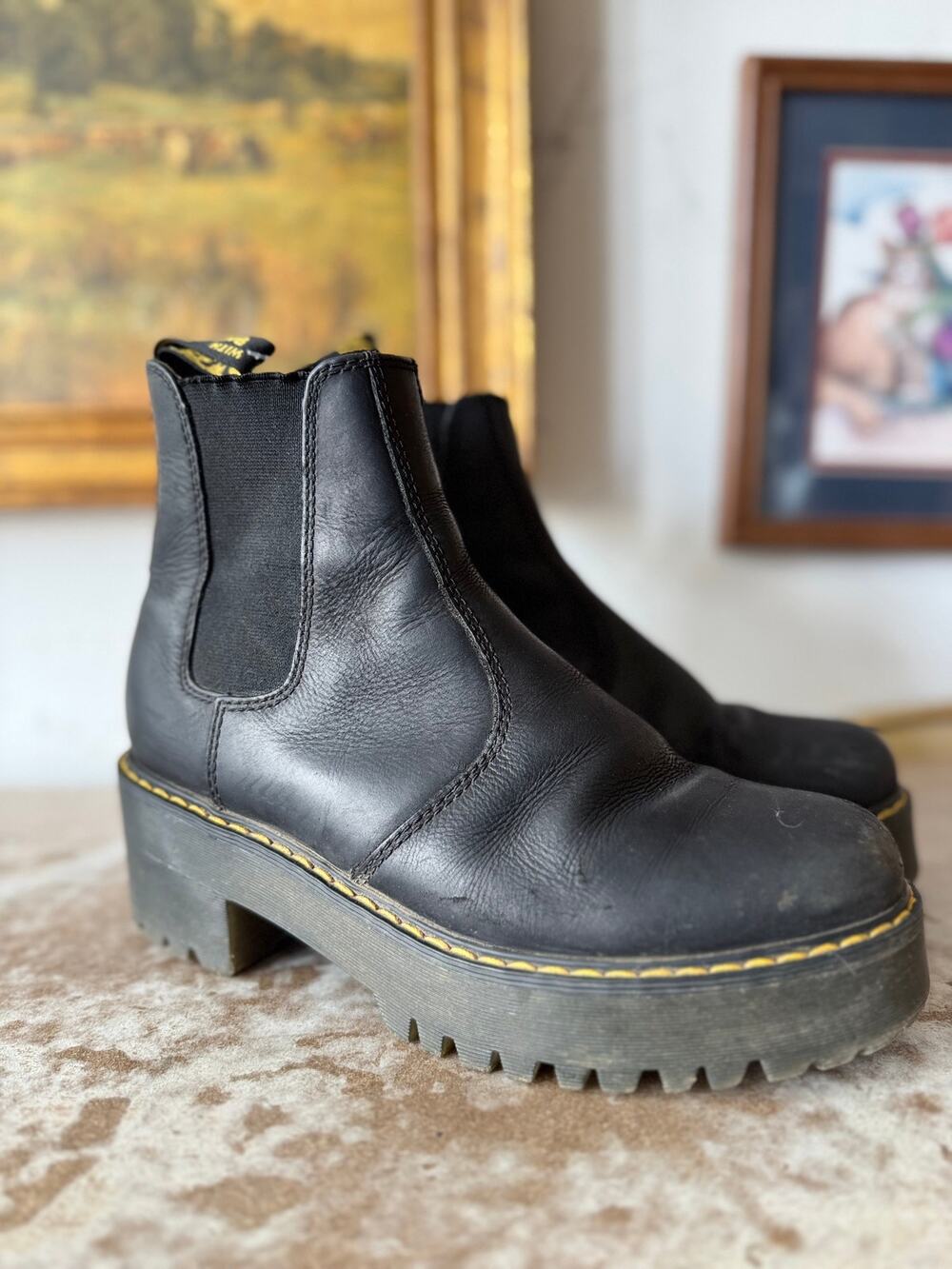 Dr. Martens Rometty Wyoming Leather Platform Chelsea Boots Size L 9